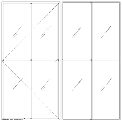 Diagram of Portella Storefront Interior Single Out-Swing Casement with Fixed Window