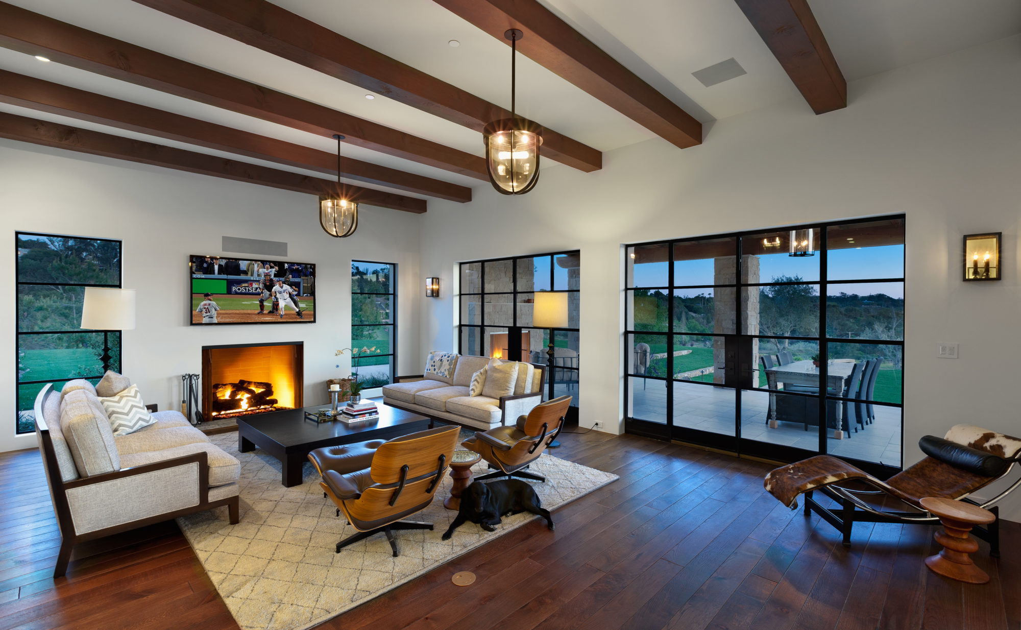 Steel Door with Clear Glass and Brass Handle